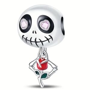 Skull Charm with Red and Pink Accents